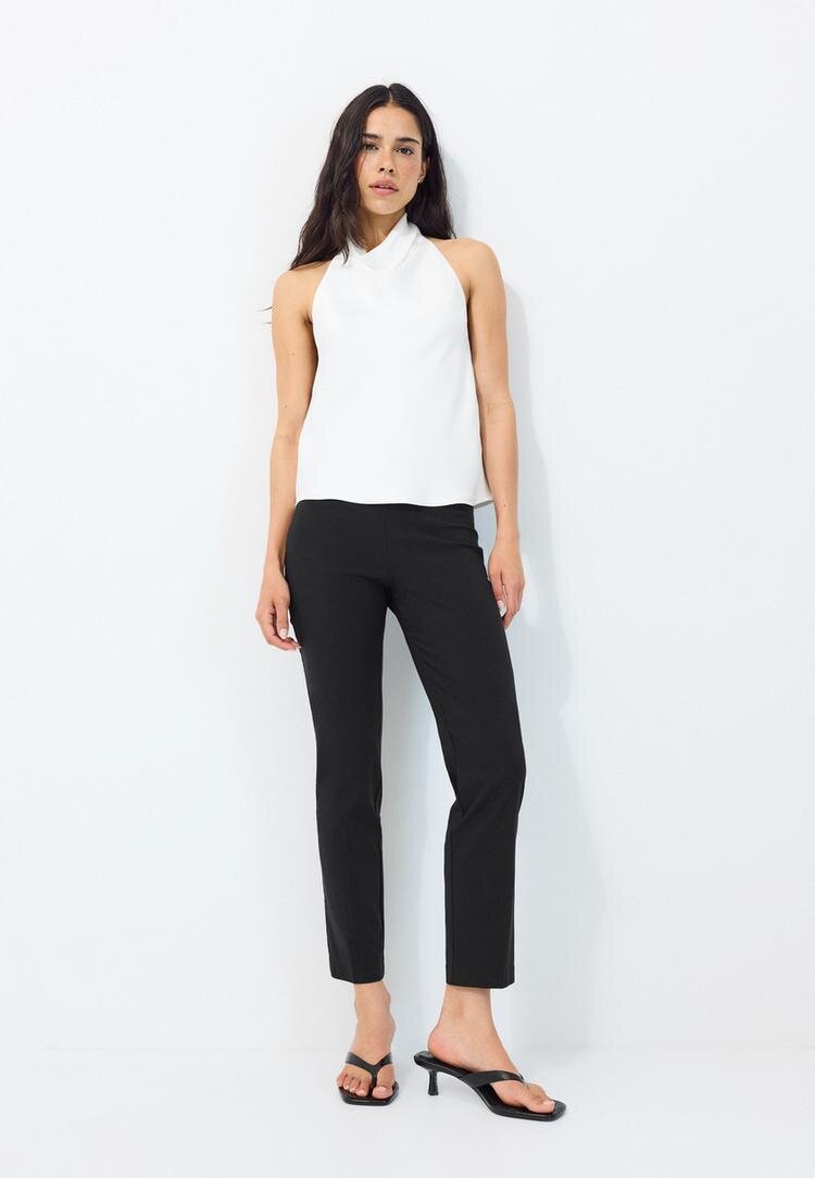 Stradivarius Top Halter Satinat Alb Xxs