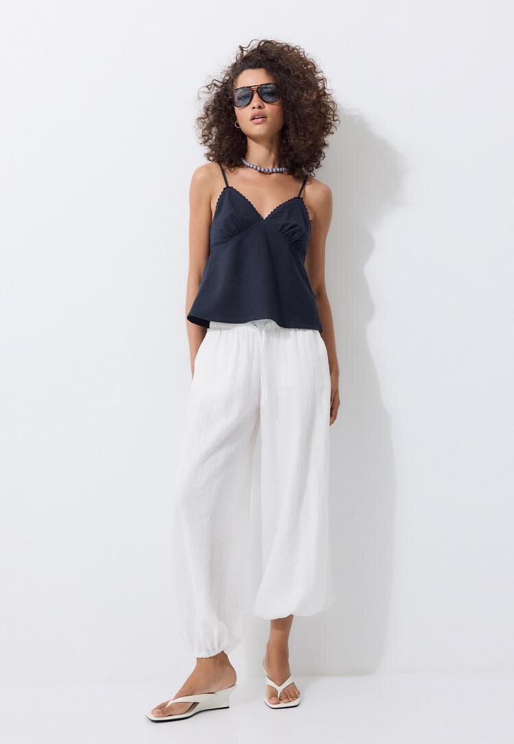 Stradivarius Top Rustic Cu Bretele Bleumarin Închis Xl