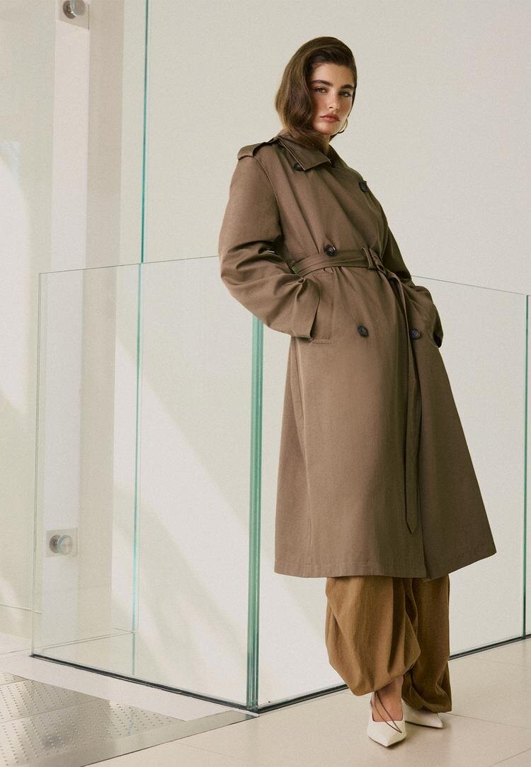 Stradivarius Trenci Lung De Bază Caramel L