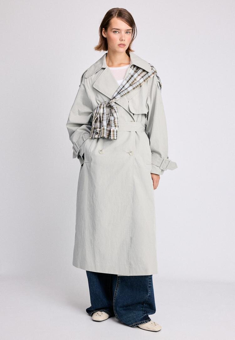 Stradivarius Trenci Oversize Ecru Xl