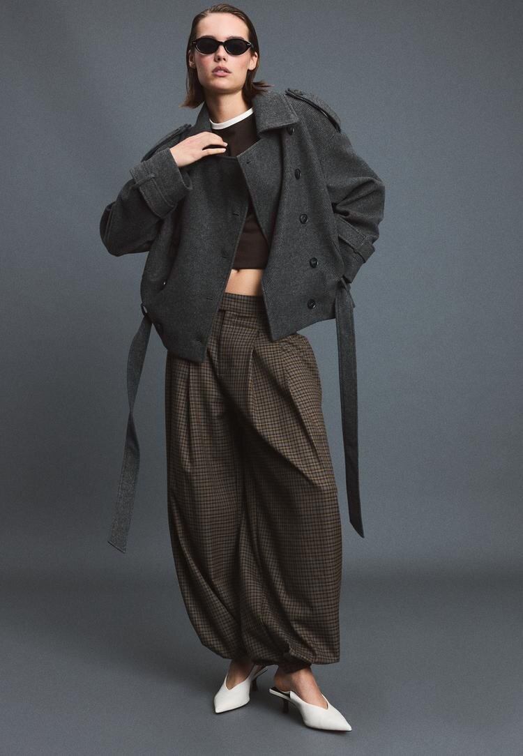 Stradivarius Trenci Oversize Moale La Atingere Gri Marengo L