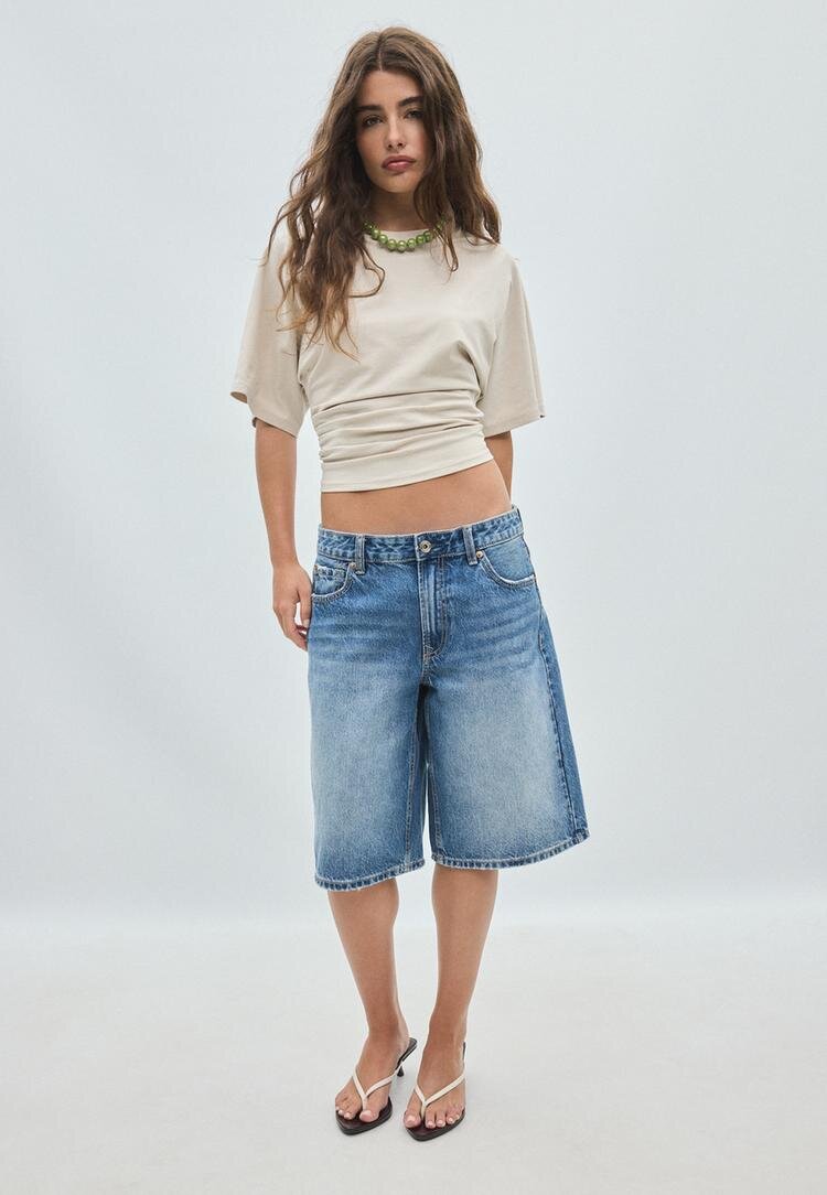 Stradivarius Tricou B08 Cu Mânecă Scurtă Japoneză Piatră M