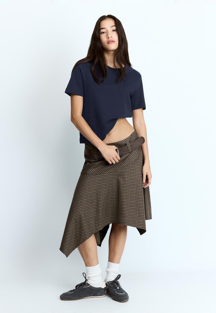 Stradivarius Tricou Basic Regular Fit Heavy Weight Bleumarin Închis M