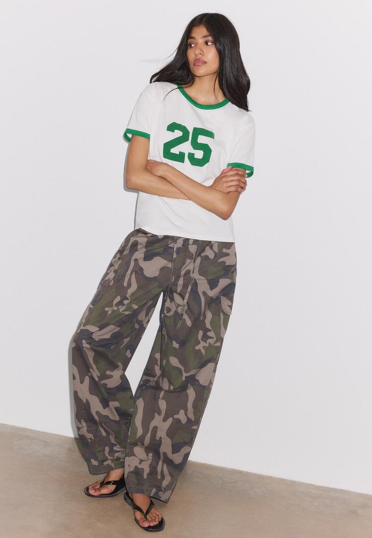 Stradivarius Tricou Cu Imprimeu Verde S