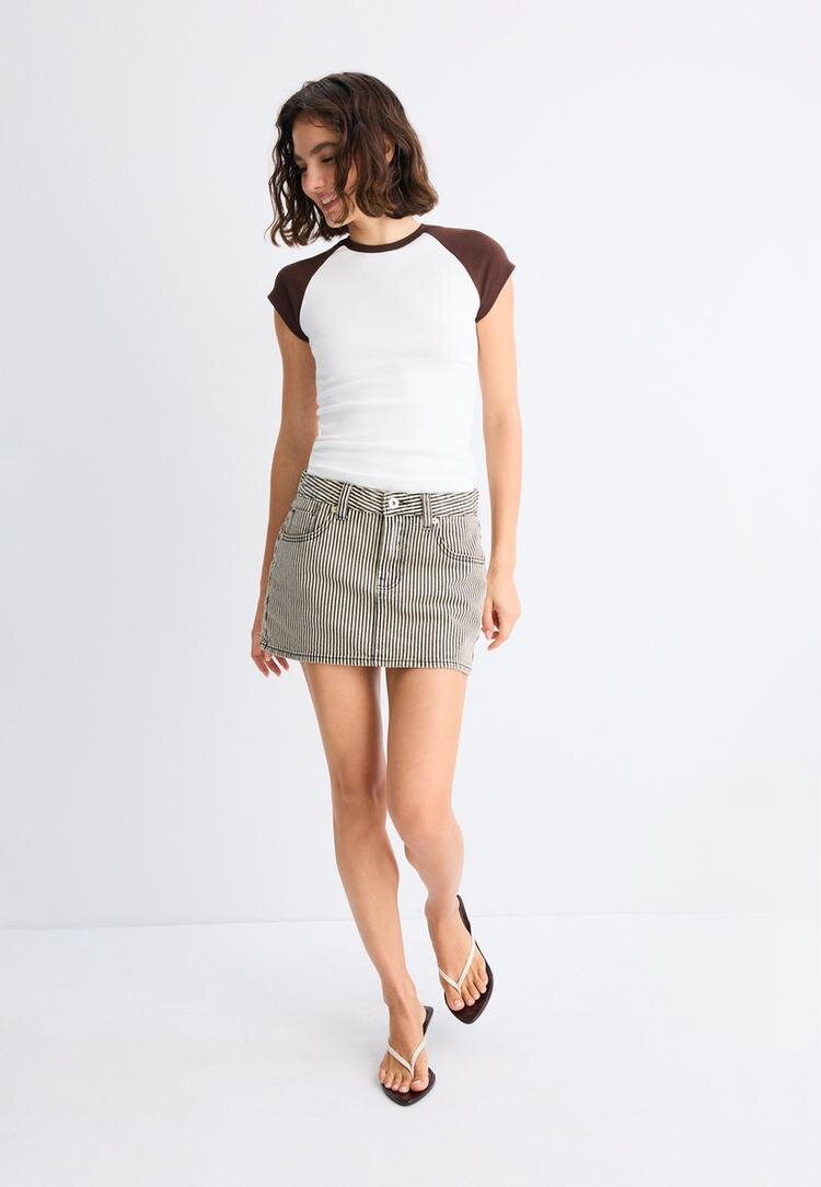 Stradivarius Tricou Cu Mânecă Scurtă Raglan Ecru Xl