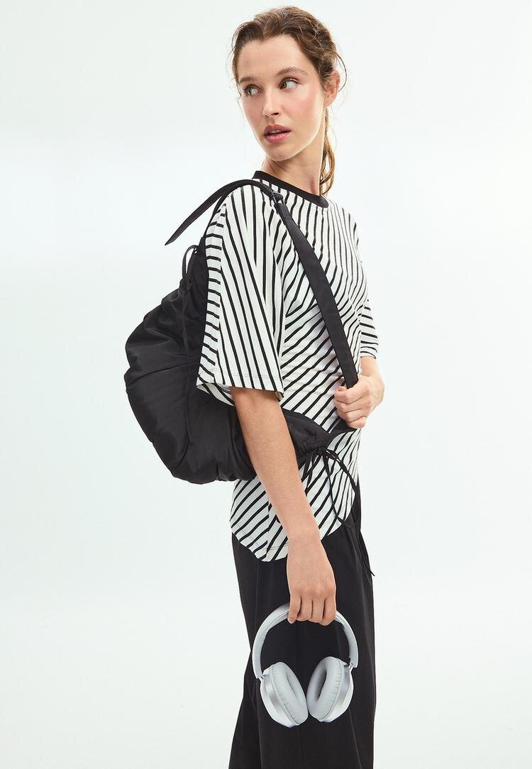 Stradivarius Tricou Cu Mânecă Scurtă Și Dungi Ecru S