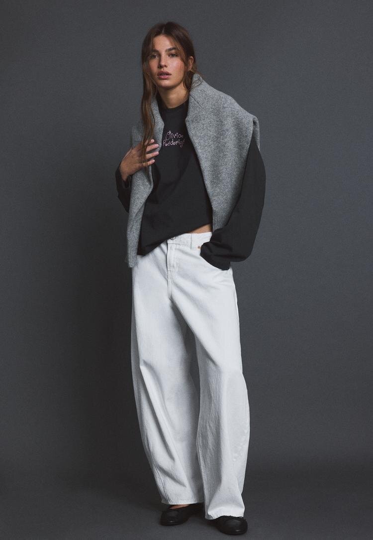 Stradivarius Tricou Mânecă Lungă Olivia Rodrigo Gri Marengo M