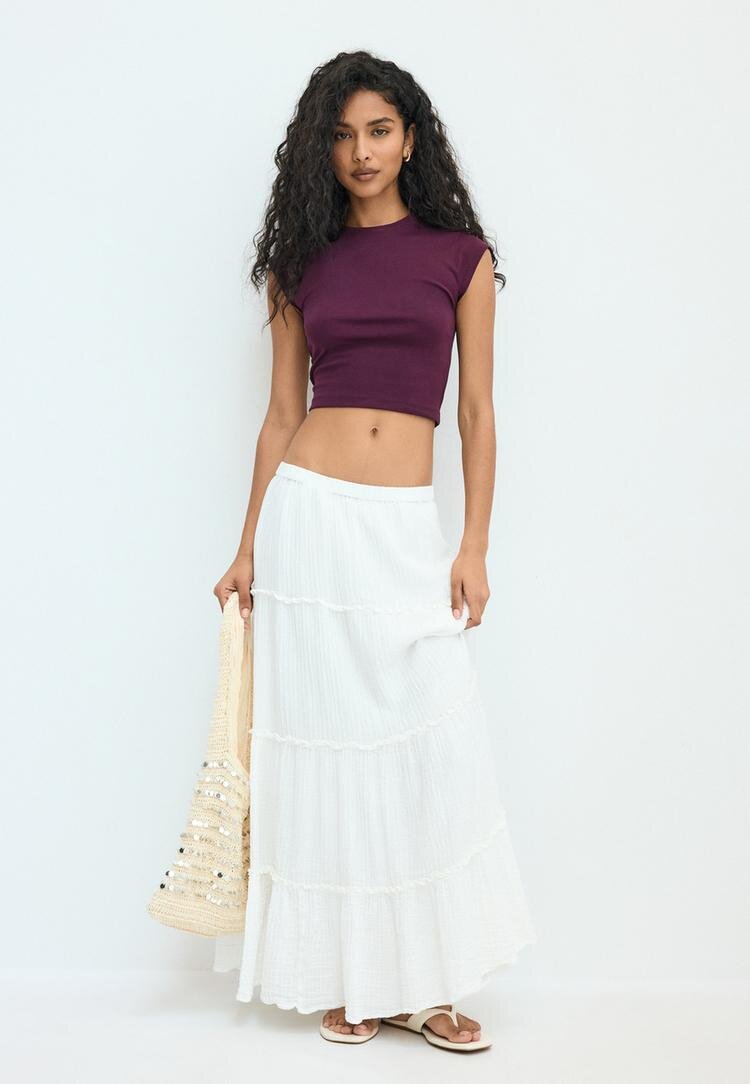 Stradivarius Tricou Scurt Cu Mânecă Mini Purpuriu Xl