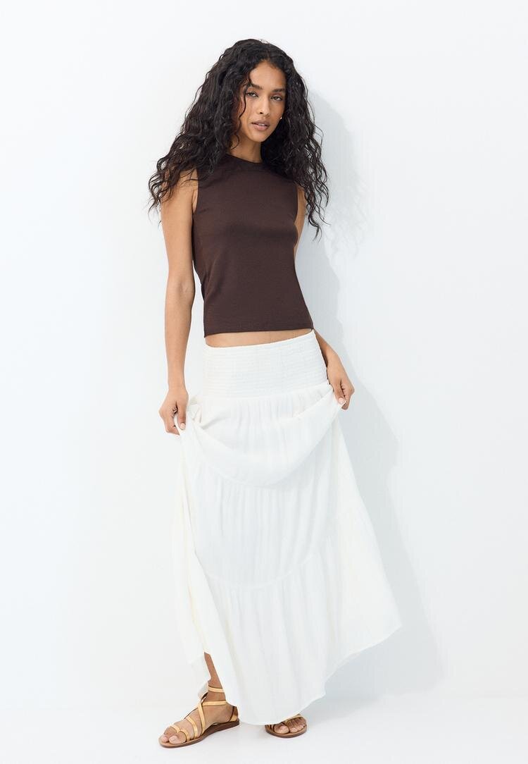 Stradivarius Tricou Simplu Fără Mâneci Maro M